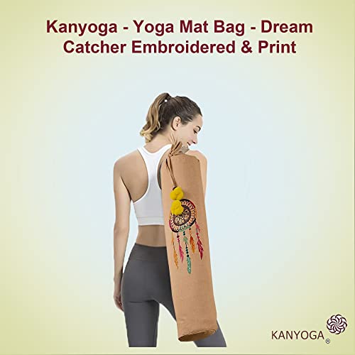Image of Yoga Mat Cover Bag | Cotton Exercise Fitness Durable | Mat Carry Bag Cover Only With Strong Shoulder Straps | Yoga Mat Bag For Men & Women (Beige & multi, L 74 X W 25 Cm)