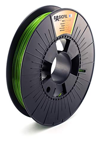BASICFIL PET 1.75mm, 500 gr filamento de impresión 3D, Verde transparente
