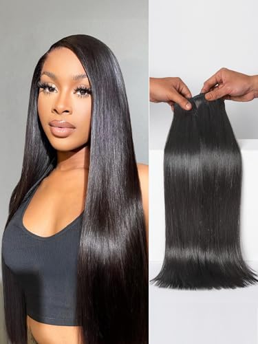 LUVME Seamless Silky Straight Clip in Hair Extensions Real