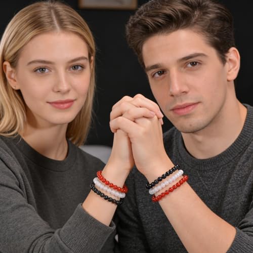 Pulseras de ágata natural elásticas hechas a mano, set de 3 miniatura 2