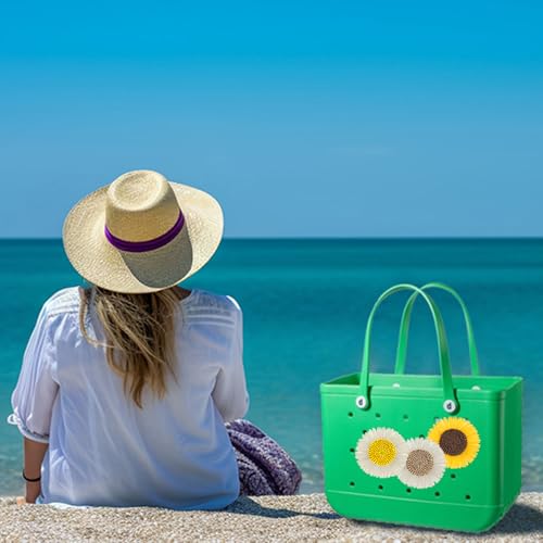 YIXIPAZH Flower Charms for Bogg Bag, Cute Decorative Daisy Charms for Handbag, Beach Tote, Raffia Flower Accessories4