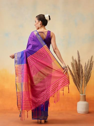 Image of Amazon Brand - Anarva Pattu Art Silk Woven Ready To Wear Saree Pink