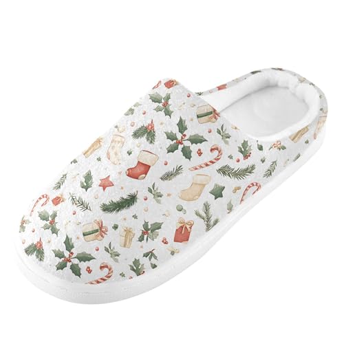 Fuzzy Memory Foam Slippers for Women/Men Christmas Socks The Gift Pattern Fluffy Winter House Shoes Indoor and Outdoor