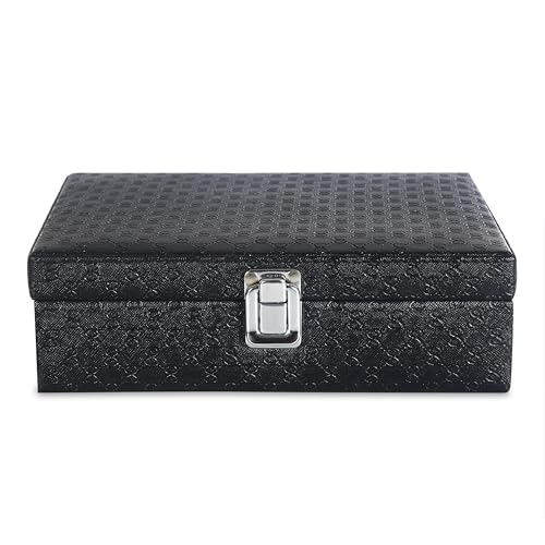 Image of LEDO Men's and Women's Watch Box Holder Organizer Case In 8 Slots of watches In Black Color with Cherry Velvet Pack of 2