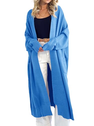 Image of Danedvi Womens Long Cardigan Sweaters 2026 Spring Chunky Knit Oversized Slouchy Open Front Warm Coats with Pockets