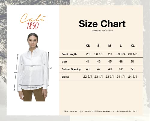 Cali1850 Women's Casual Linen Shirts – Relaxed Fit Long Sleeve Button Down Top Collared Blouse 20720Jln604Ca White Xl #TOP6