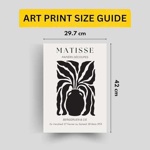 Image of Yellow Town India Vintage Botany Art Prints | Pack of 3 Premium A3 Posters with Wall Friendly Adhesive | Perfect for Bedroom, Living Room, Office & Study Desk Wall, Hostel & Dorm Decor | 300 GSM (Black Matisse)
