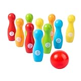 MUELODSIC Juego de Bolos de Madera para Pequeños, Juego Educativo Mejorar Coordinación y Habilidades Motoras