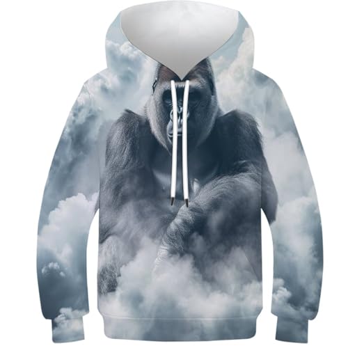 Gorille enfants garçons hoodie sweat capuche 3D vêtement manches longues poche ado