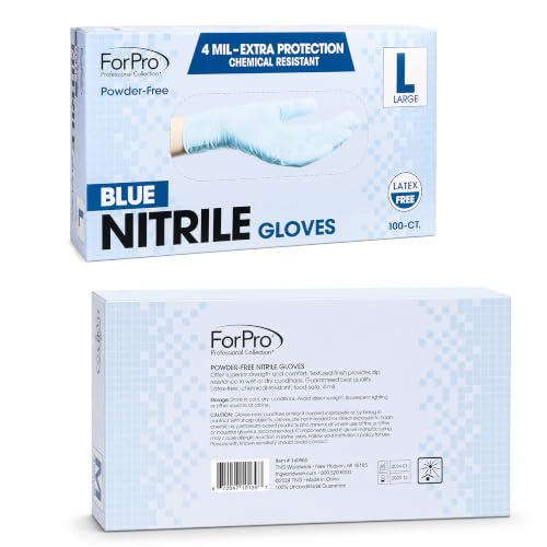 Image of ForPro Disposable Nitrile Gloves, Chemical Resistant, Powder-Free, Latex-Free, Non-Sterile, Food Safe, 4 Mil