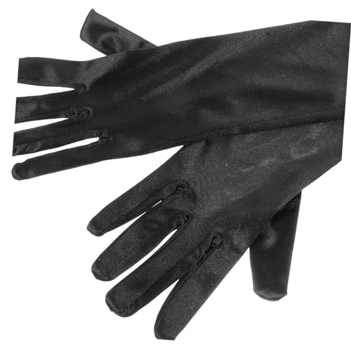 PartyKindom 2 Pairs Satin Stretchy Black Funeral Gloves Wedding Bridal Gloves for Women for Church Stretch Stain Resistant Tea Party Banquet Engagement Prom3