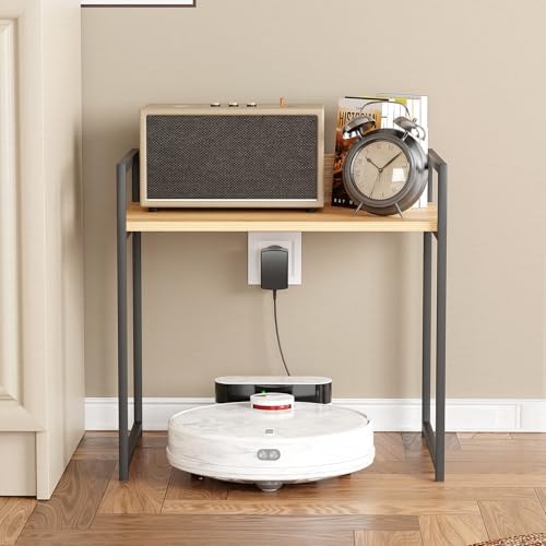 Lukzer 1 Layer Multipurpose Storage Rack - Heavy Duty Metal & Wood Kitchen Organizer | Space Saving Microwave Oven Stand for Modular Kitchen, Living Room, Bedroom & Office (MKR-001/Black & Oak Light)