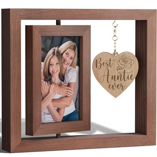Image of Aunt Gifts from Niece Nephew, Best Aunt Ever Gifts Christmas Gifts for Aunt Auntie Gifts, Best Aunt Picture Frame with Warm Heart Pendant, Aunt Birthday Gifts for Women - 4x6 Photos Table Display