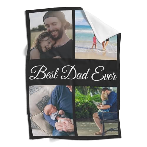 Image of inkArts Custom Blanket with Photo, Personalized Blanket, Customized Photo Blankets, Customizable Blankets, Personalized Fathers Day Blanket Gifts for Dad Baby Kid Family Pet