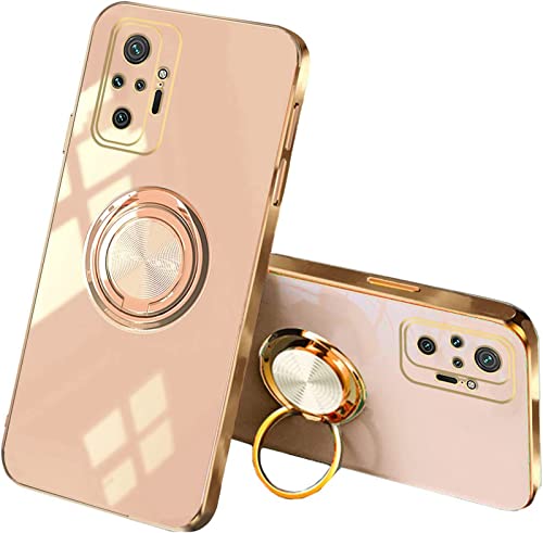 XINYEXIN Coque pour Xiaomi Redmi Note 10 Pro 4G avec Anneau Support Rotatif à 360 Degrés, Souple TPU Silicone Case Antichoc Housse Bague Étui pour Redmi Note 10 Pro 4G (6.67') - Rose