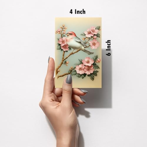 Image of SiddArtify Bird Wall Art Prints Set - Vintage Floral Poster Decor for Living Room Bedroom Office - Set of 2-4x6 Inch - Board (Pack of 6) - Sticker (Pack of 6)