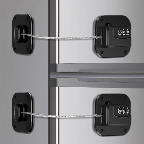 2 Pack Refrigerator Lock Combination Fridge Safety Lock with Code Heavy Duty Freezer Child Safety Lock Door Lock with Strong Adhesive for Refrigerator Cabinets Drawers