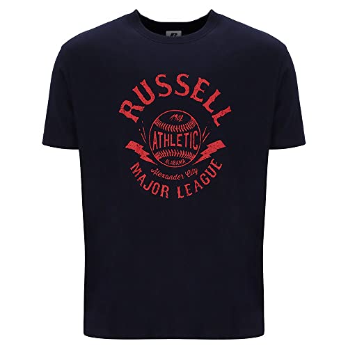 RUSSELL ATHLETIC Camiseta para Hombre Stitch S/S Cuello Redondo, Azul, M