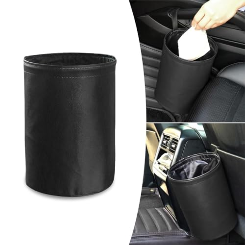Image of 1 PC Car Trash Can, Mini Hanging Storage Bucket, Compression Folding Waterproof Storage Box, Creative Car Storage Bag, Universal for Most Cars (Black), LEELAD2201BL-1PC