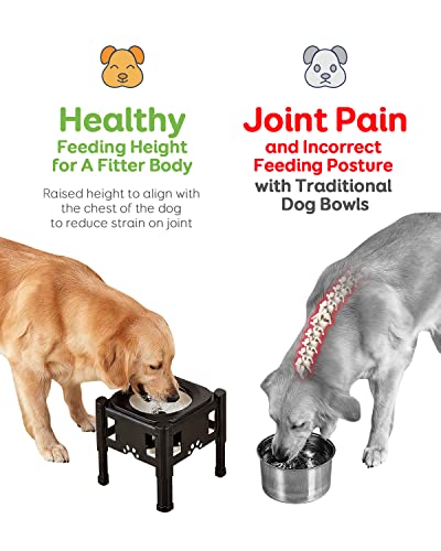 Pawque Raised Dog Bowl, Elevated Dog Bowls, Raised Slow Water Feeder Bowls 2.3L Stand with Adjustable 3 Heights (6.1", 7.7" - Image 3