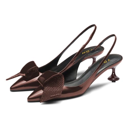 YDN Women Studded Pumps Pointed Toe Slingback Chunky Low Heels Slip On Shoes Party Prom Daily Size 4-16 US2