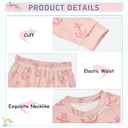 panksolu Pajama Sets Long Cute Anchor Printed Cotton Sleepwear Pjs 2 Piece,18M-8Y4