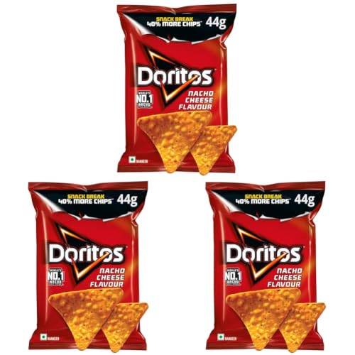 Image of Doritos Nacho Chips - Nacho Cheese Flavour - 44gm /50gm (Weight May Vary) (Pack of 3)