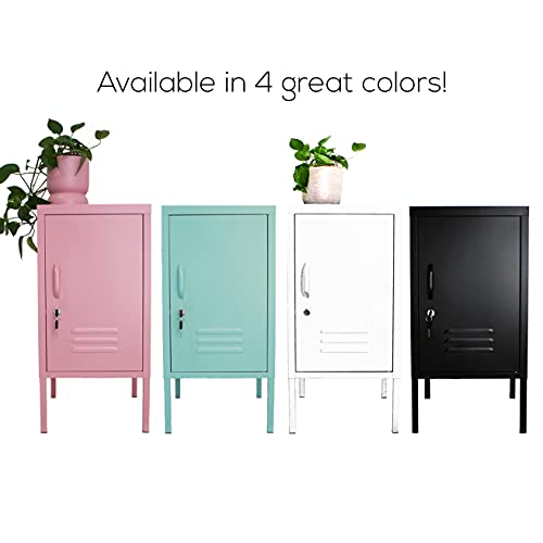 Eden & Co Locker End Table, Metal Storage Cabinet, Perfect for use as Tall Nightstand, Side Table, Bedside Table, Kids Nightstands & Office Storage (27.6"x13.75"x16.1") (Black, Locker)