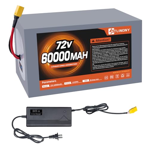 HTLIMONY 72V 60Ah Lithium Ion Battery Pack with XT90 Connector