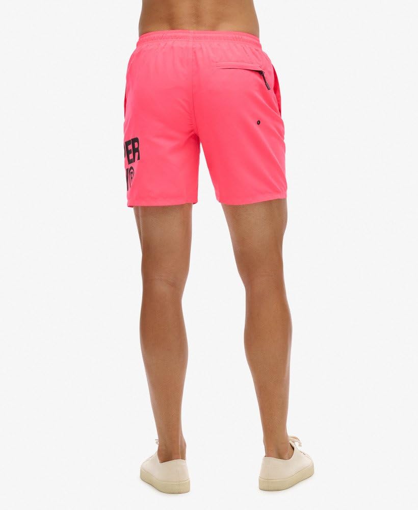 Superdry Męskie spodenki kąpielowe 17" Sportswear z materiału pochodzącego z recyklingu z logo