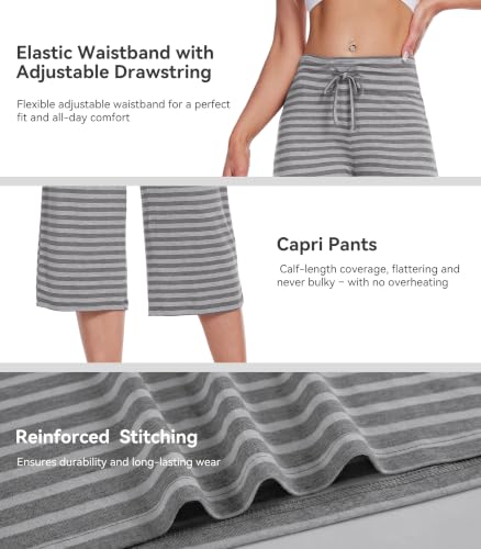 Image of WiWi Bamboo Viscose womens capri pants Wide Leg Pajama Super Soft Lounge knit Sleep shorts Cooling Pj Bottoms S-XXL