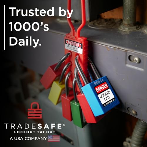 TRADESAFE Lockout Tagout Lock Set - Red - 10 Pack Safety Padlocks Keyed Differently - OSHA Compliant Loto Locks - 2 Keys Per Lock - for Lock Out Tag Out - Premium Grade