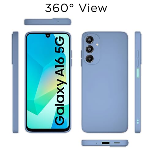 Image of Outlouders Back Cover for Samsung Galaxy A16 5G | Camera Protection | Durable Soft Matte Silicone Bumper Case (Aqua Blue)