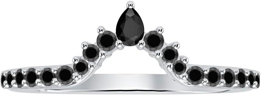 1.10 Ctw Pear & Round Cut 14K White Gold Over Stackable Curved Half Eternity Band Ring For Women's