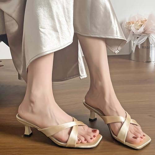 Kitten Heel Mules for Women Slip On Strappy Slippers2