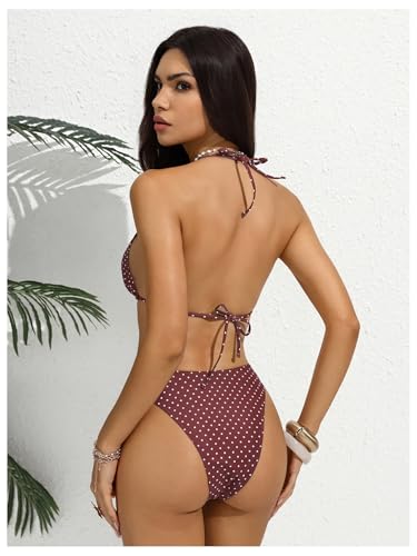 Image of RoseSeek Women's 4 Piece Polka Dots Bathing Suits Cover Up Skirt & Bandana