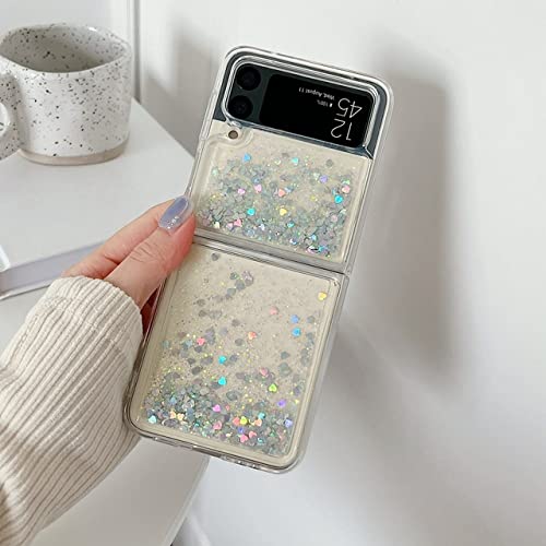 Coque Samsung Galaxy Z Flip 4 Z Flip3 protection liquide paillettes antichoc blanche