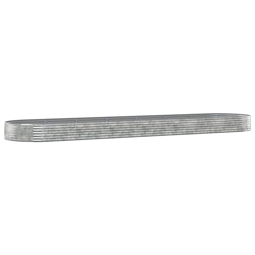 Hochbeet 600x140x36 cm Silber aus verzinktem Stahl Mit ovalem Pflanzgefäß Modernes Design Robust und Rostfrei für Garten Balkon Terrasse