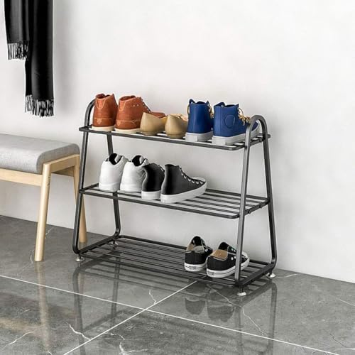 Image of MetalTouch 3-Tier Metal Shoe Rack for Entryway, Closet, or Bedroom ? Stackable & Space-Saving Shoe Organizer Shelf ? Rustproof, Heavy-Duty Storage ? Black