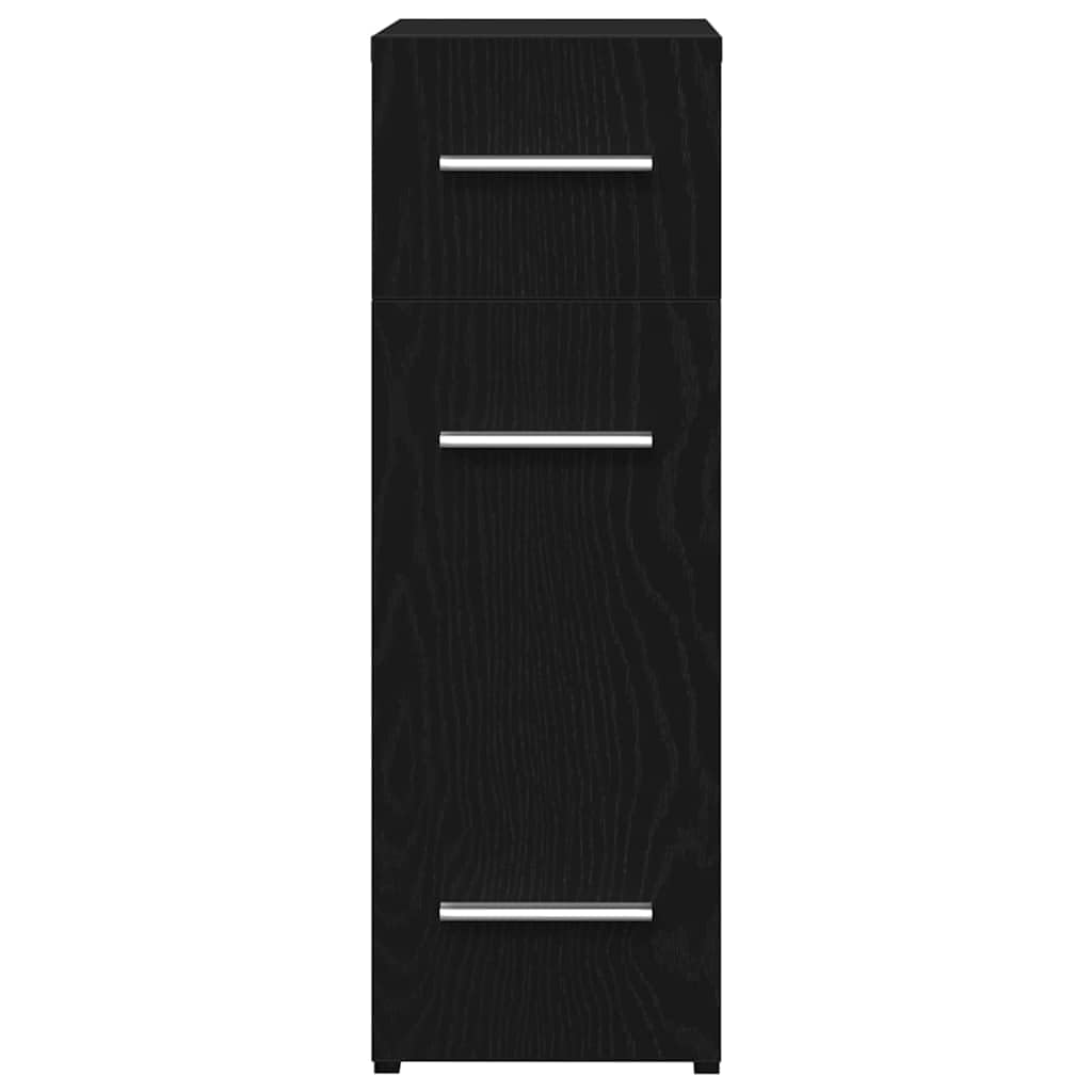 Armadietto da farmacista nero effetto rovere, credenza sottile con 3 cassetti, 20 x 45,5 x 60 cm, cassettiera moderna in legno per soggiorno, sala da pranzo e corridoio