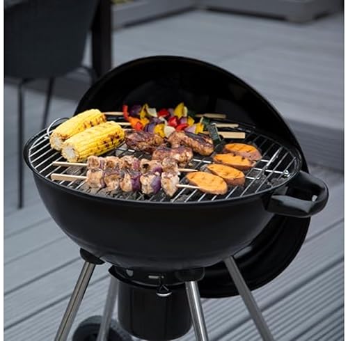 George Foreman Portable Charcoal BBQ Round Kettle 47.5 cm, Adjustable Vent, Integrated Thermometer, Charcoal Barbecue, Stand & 2 Wheels with Chrome Grill, GFKTBBQ, 60x51x90 6 George Foreman Portable Charcoal BBQ Round Kettle 47.5 cm, Adjustable Vent, Integrated Thermometer, Charcoal Barbecue, Stand & 2 Wheels with Chrome Grill, GFKTBBQ, 60x51x90 - Image 6