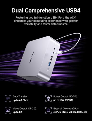 Image of MINISFORUM Mini PC X1-255 AMD Ryzen 7 255 Barebone with 2x DDR5 Slots + 2x PCIe4.0 SSD Slots Desktop Computer, HDMI|DP|2xUSB4, 2.5G Lan /WiFi7 /BT5.4, Built-in Dual Microphones, Radeon Graphics Micro PC