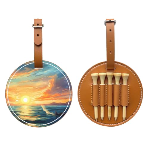 Bright Sunset Brown Golf tee Storage Bag - Durable and wear-Resistant Golf Accessories