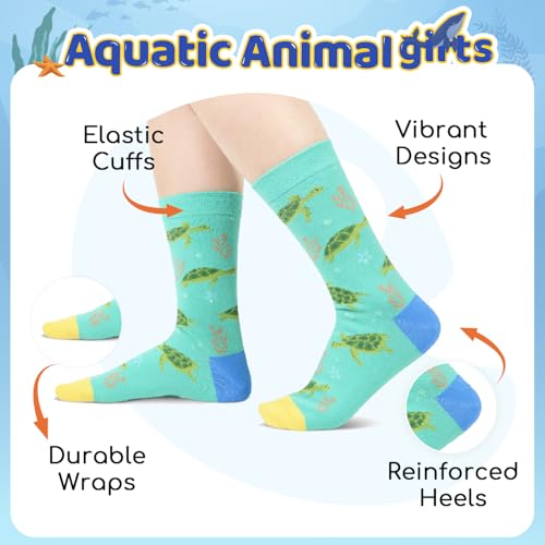HAPPYPOP Animal Gifts for Women Men - Jellyfish Turtle Penguin Gifts, Crazy Octopus Socks