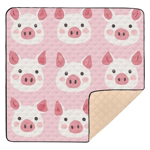 Kigai Cute Pigs Baby Play Mat for Floor and Playpen 50x50 inch Non-Slip Baby Activity Playmat Waterproof Foldable Crawling Mat for Infants Toddlers