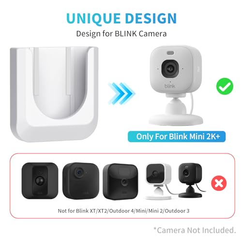 Image of Blink Mini 2K+ No Drill Wall Mount Bracket for Blink Mini 2K+ Indoor Camera,No Screw Adhesive Camera Mount for Indoor Outdoor Camera 3Pack (Camera Not Included) White
