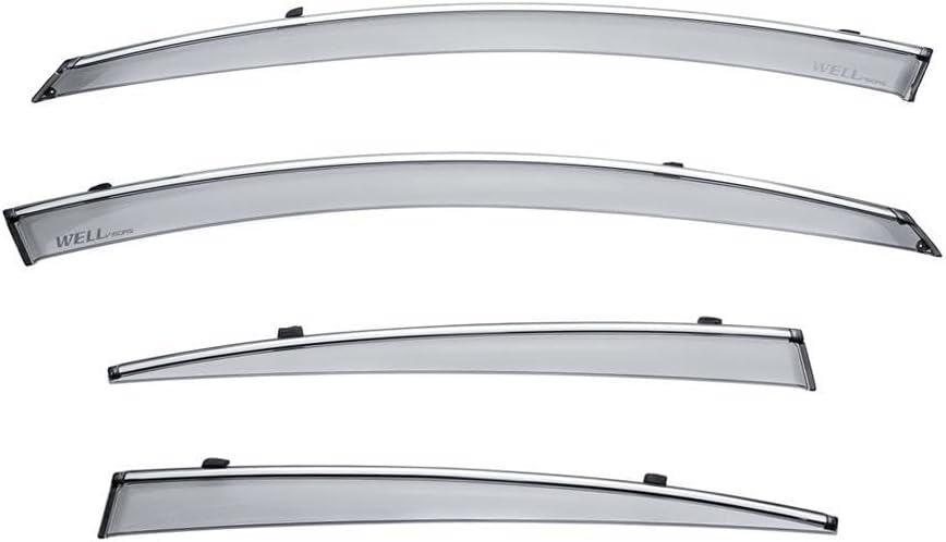 WellVisors Window Visors Wind Deflectors Compatible with Kia 2014-2016 Cadenza with Chrome Trim Rain Guards 3-847KA012