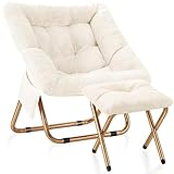 Kasunpul Comfy Saucer Chair, Foldable Living Room Chairs, Soft Faux Fur Lounge...