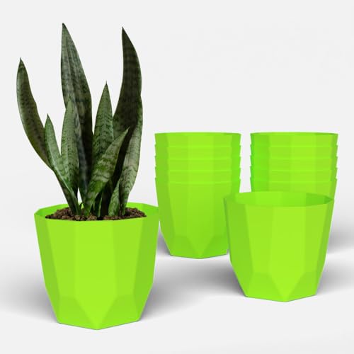 Image of YUCCABE ITALIA SHERA Hexa Plastic Planter Pot for Plants | Decorative Flower Pot | UV Protected Lightweight Indoor Outdoor Gamla for Home Decor, Balcony, Garden & Living Room