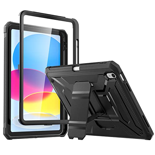 Ipad 10Th Generation Case 2022, Dj&Rppq Ipad 10.9 Inch Case Shockproof Armor Protective Case With Built-In Screen Protector Pencil Holder Kickstand For 2022 Ipad 10Th Gen - Black #TOP13